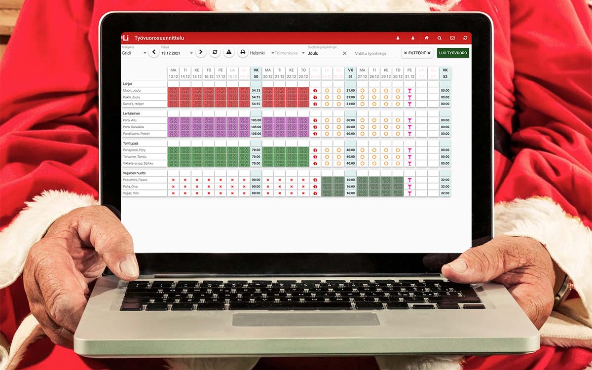 Reilu työvuorosuunnittelu - jouluun liittyvä kuva